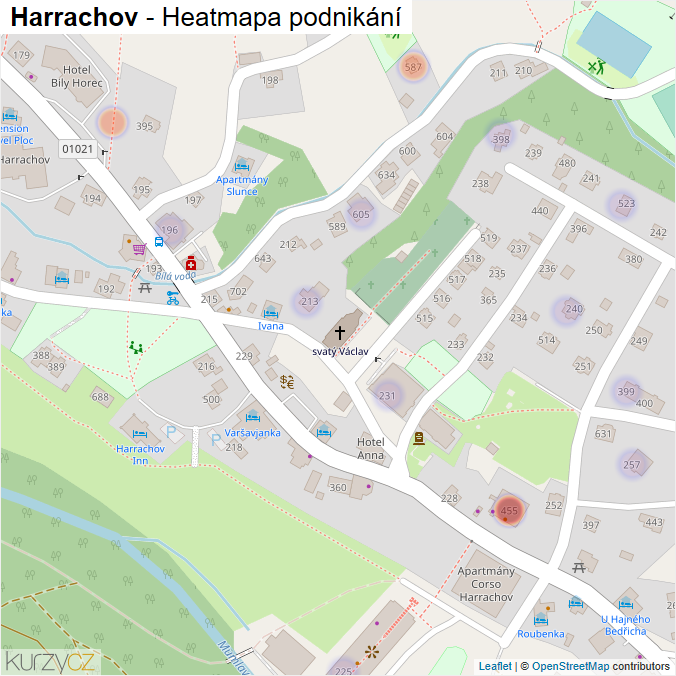 Mapa Harrachov - Firmy v obci.