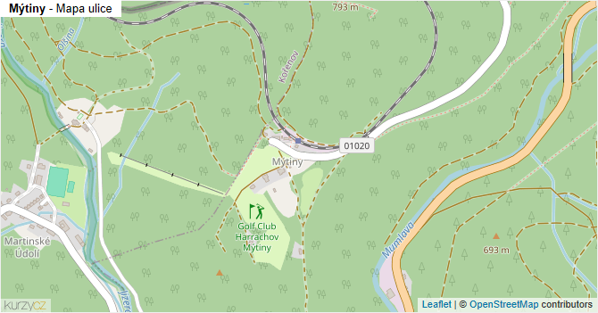Mýtiny - mapa ulice