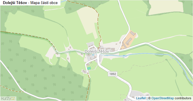 Dolejší Těšov - mapa části obce
