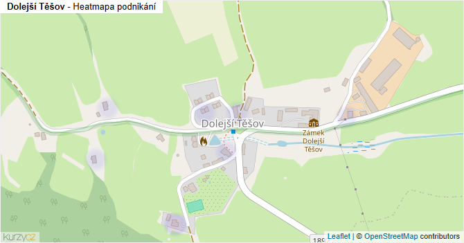 Dolejší Těšov - mapa podnikání