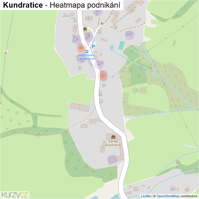 Mapa Kundratice - Firmy v části obce.
