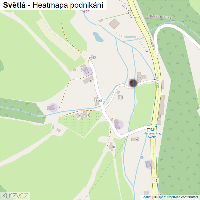 Mapa Světlá - Firmy v části obce.