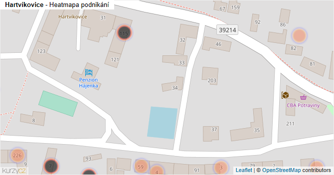 Hartvíkovice - mapa podnikání