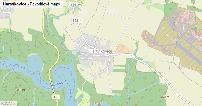 Hartvíkovice - záplavové mapy stoleté vody