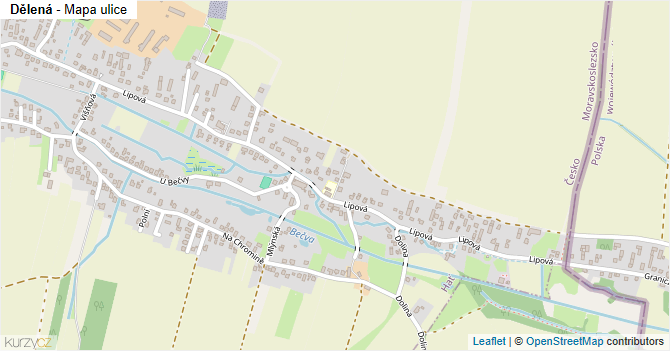 Dělená - mapa ulice