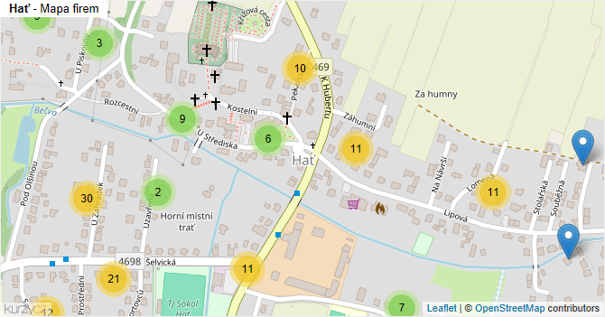 Hať - mapa firem