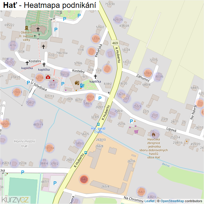 Mapa Hať - Firmy v části obce.