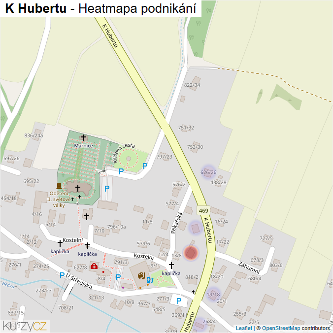 Mapa K Hubertu - Firmy v ulici.