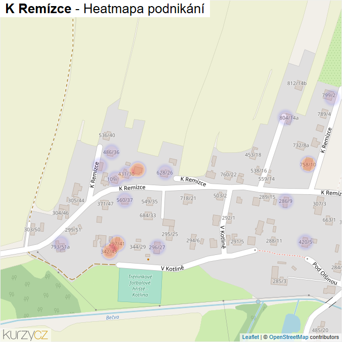 Mapa K Remízce - Firmy v ulici.