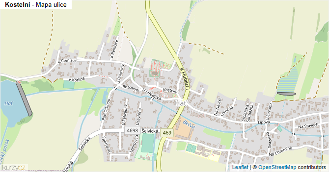 Kostelní - mapa ulice