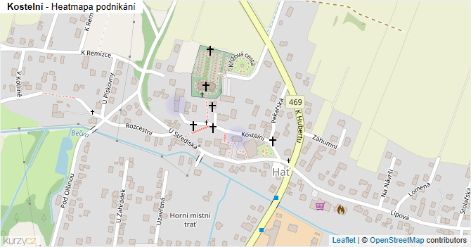Kostelní - mapa podnikání