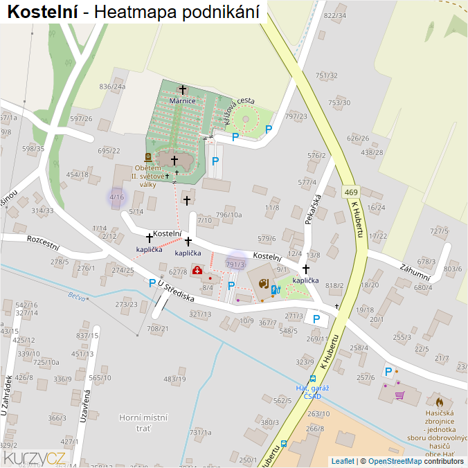 Mapa Kostelní - Firmy v ulici.