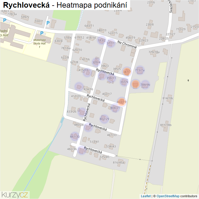 Mapa Rychlovecká - Firmy v ulici.