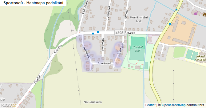 Sportovců - mapa podnikání