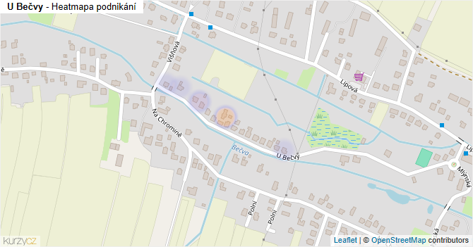 U Bečvy - mapa podnikání