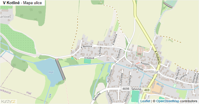 V Kotlině - mapa ulice