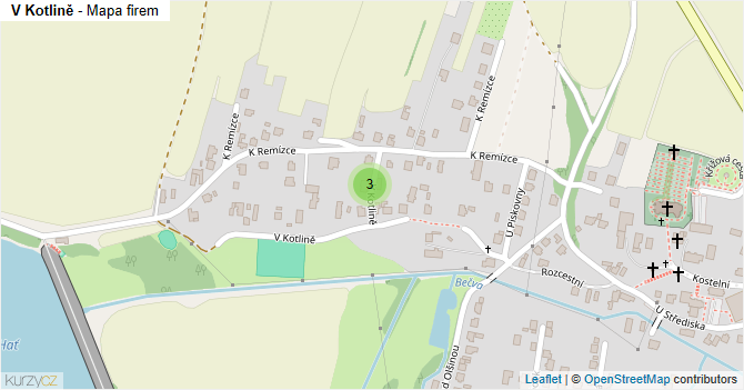 V Kotlině - mapa firem