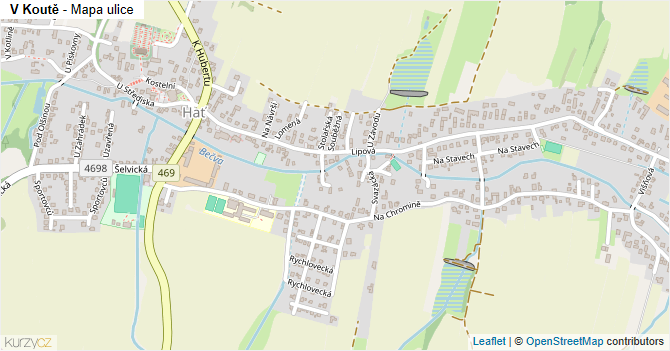 V Koutě - mapa ulice