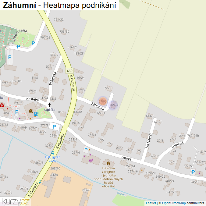 Mapa Záhumní - Firmy v ulici.