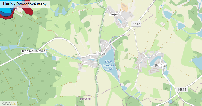 Hatín - záplavové mapy stoleté vody
