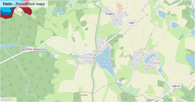 Hatín - záplavové mapy stoleté vody