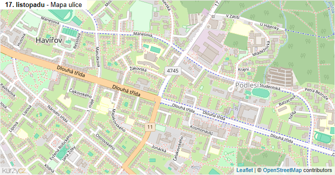 17. listopadu - mapa ulice