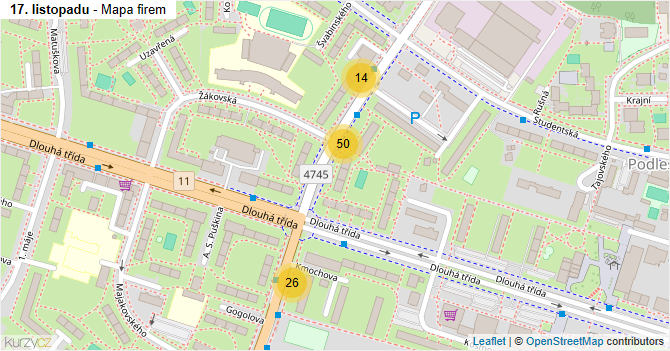 17. listopadu - mapa firem