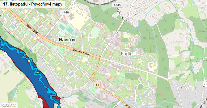 17. listopadu - záplavové mapy stoleté vody