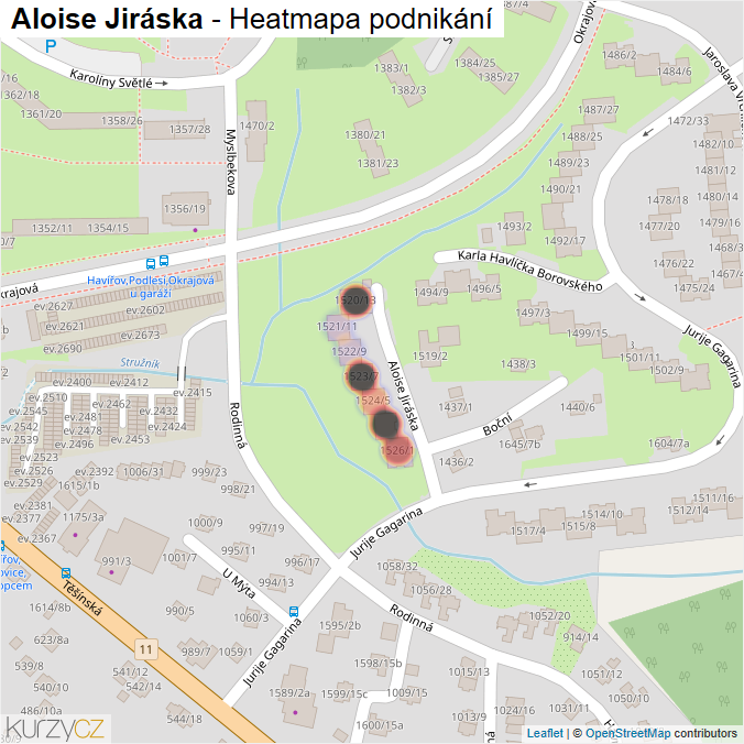 Mapa Aloise Jiráska - Firmy v ulici.