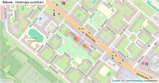Alšova - mapa podnikání