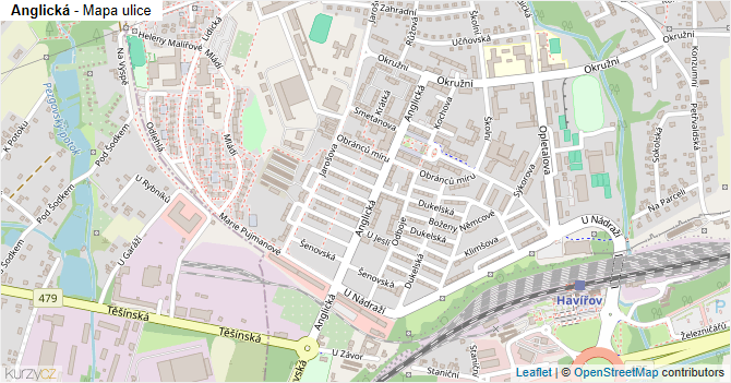 Anglická - mapa ulice