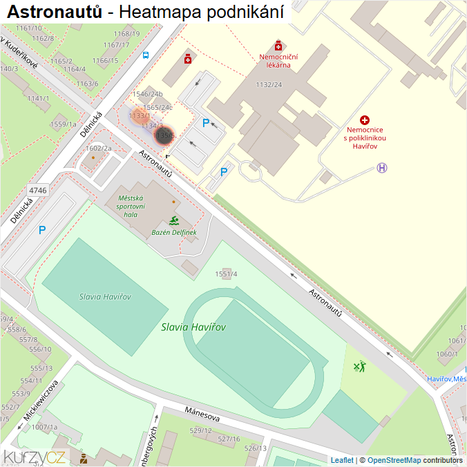 Mapa Astronautů - Firmy v ulici.