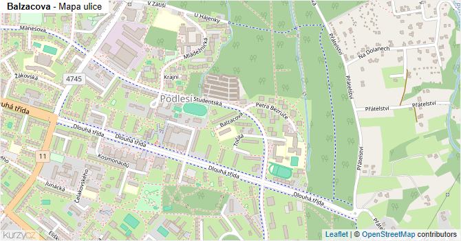 Balzacova - mapa ulice
