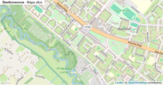 Beethovenova - mapa ulice
