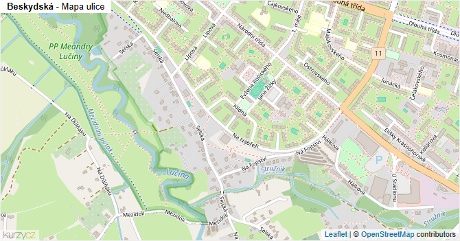 Beskydská - mapa ulice