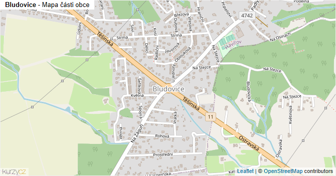 Bludovice - mapa části obce