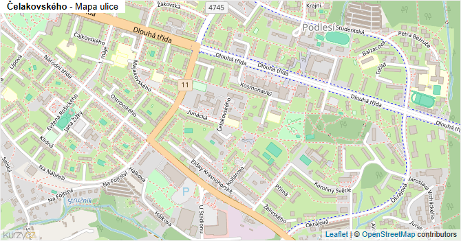 Čelakovského - mapa ulice