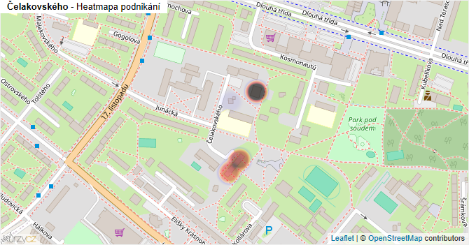 Čelakovského - mapa podnikání