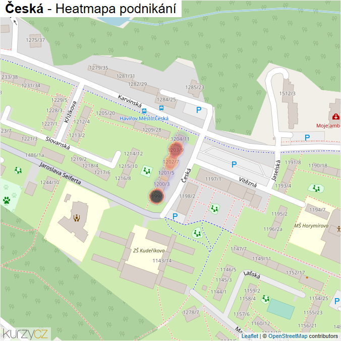 Mapa Česká - Firmy v ulici.