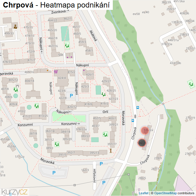 Mapa Chrpová - Firmy v ulici.