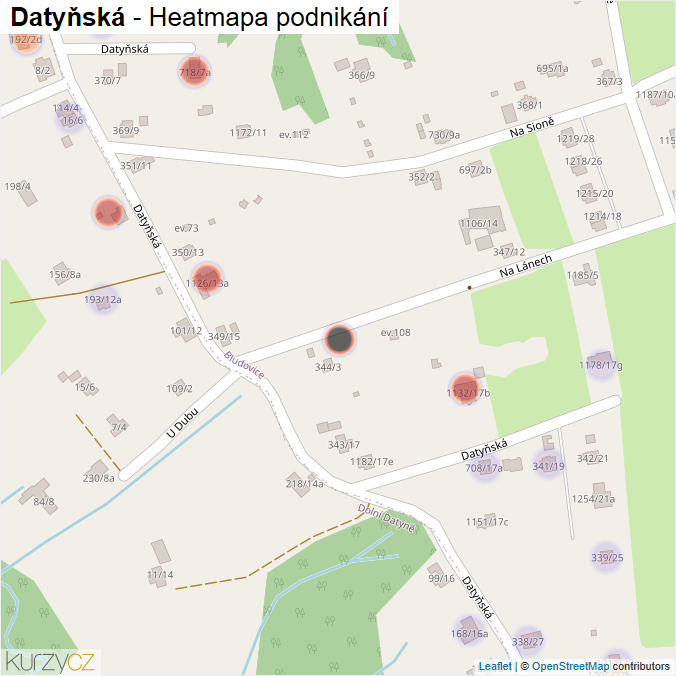 Mapa Datyňská - Firmy v ulici.