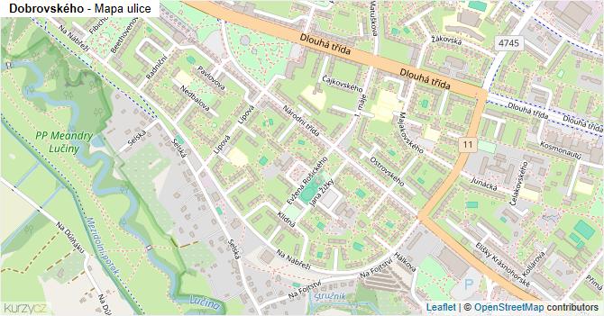 Dobrovského - mapa ulice