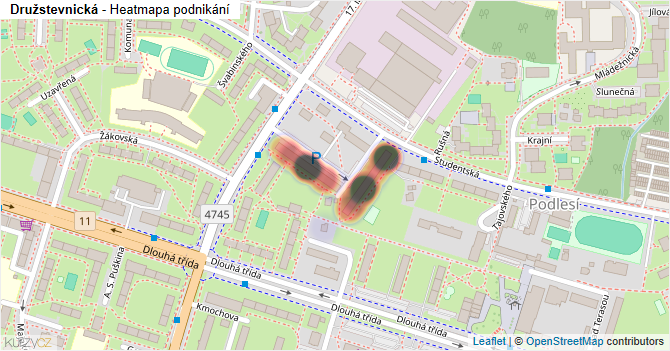 Družstevnická - mapa podnikání