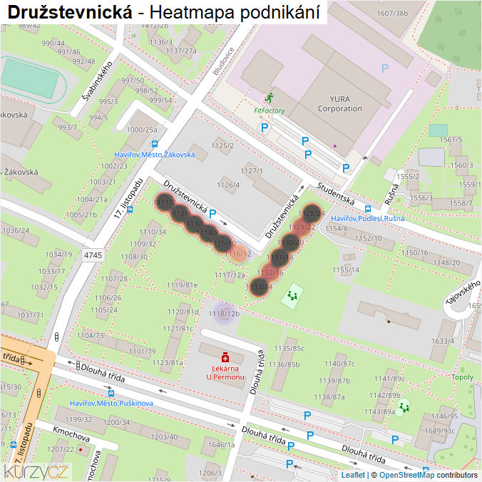 Mapa Družstevnická - Firmy v ulici.