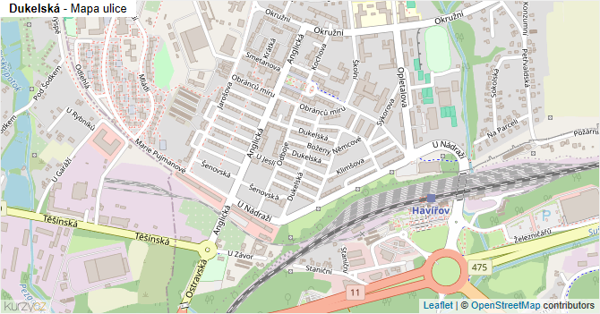 Dukelská - mapa ulice