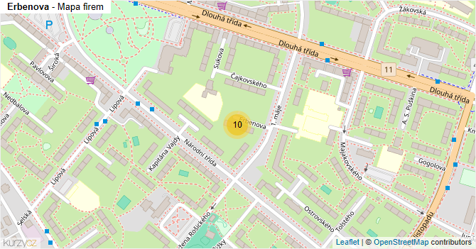 Erbenova - mapa firem