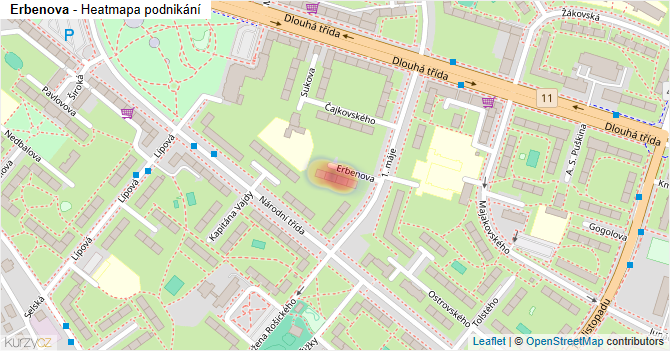 Erbenova - mapa podnikání