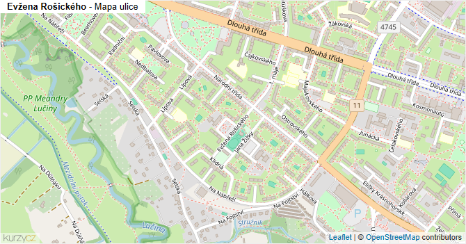 Evžena Rošického - mapa ulice