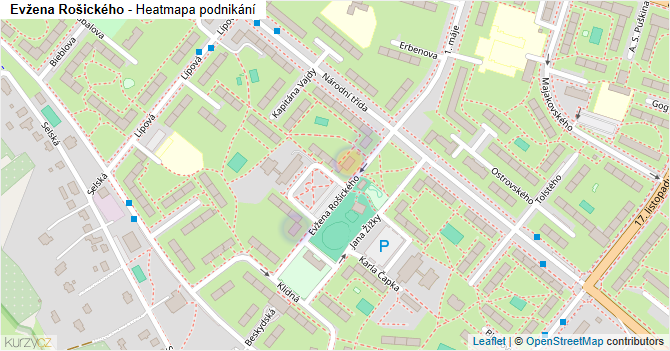 Evžena Rošického - mapa podnikání