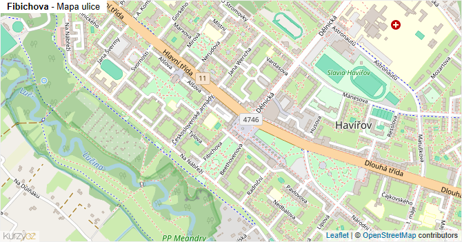 Fibichova - mapa ulice